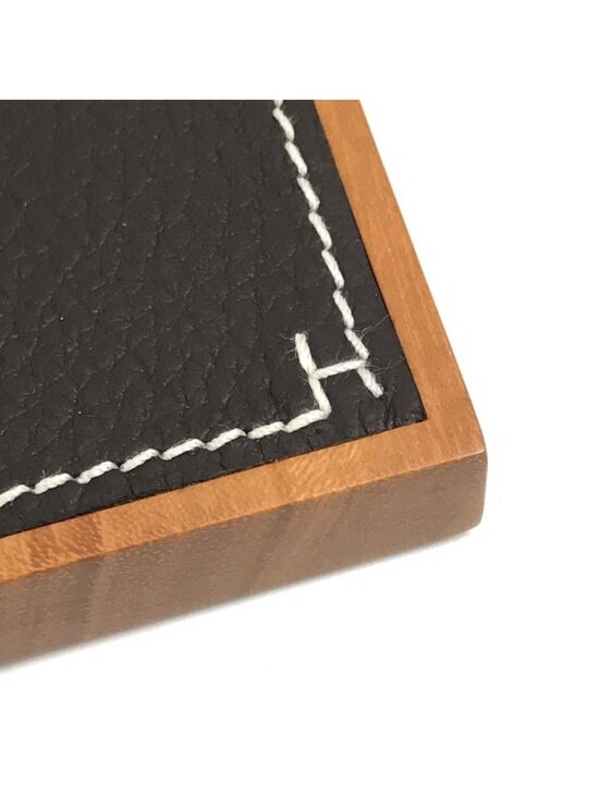 New In Box Hermes Etriviere Tray in solid natural mahogany  Hermes Case Large Matte Tray Leather Wood Brown